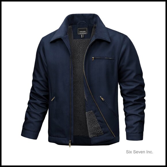Mens Work Jacket Fleece Lined Sherpa Waterproof Heavy Winter Coat Utility
